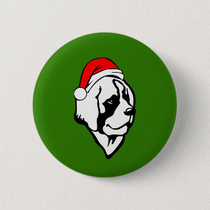 Heiliger Bernard Dog mit Weihnachtsfeier Weihnacht Button