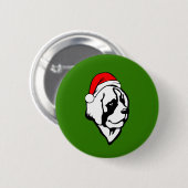 Heiliger Bernard Dog mit Weihnachtsfeier Weihnacht Button (Vorne & Hinten)