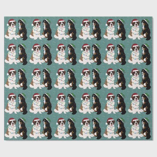 Heiliger Bernard und Berner Hund Weihnachten Geschenkpapier (Flach)