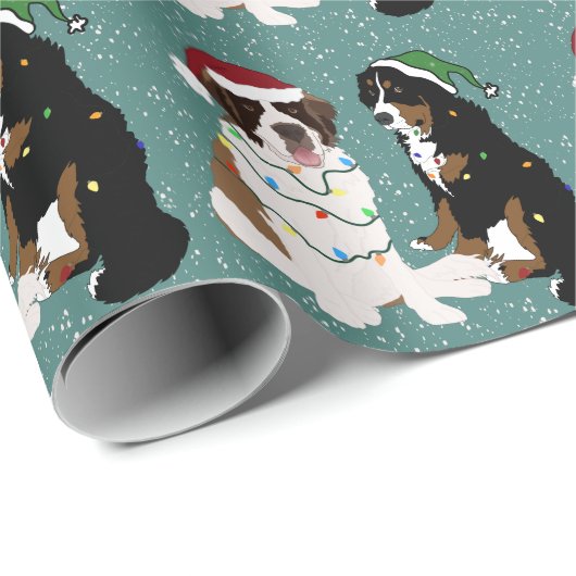 Heiliger Bernard und Berner Hund Weihnachten Geschenkpapier (Rolleneckpunkt)
