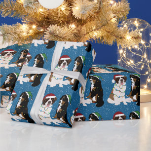 Heiliger Bernard und Berner Hund Weihnachten Geschenkpapier