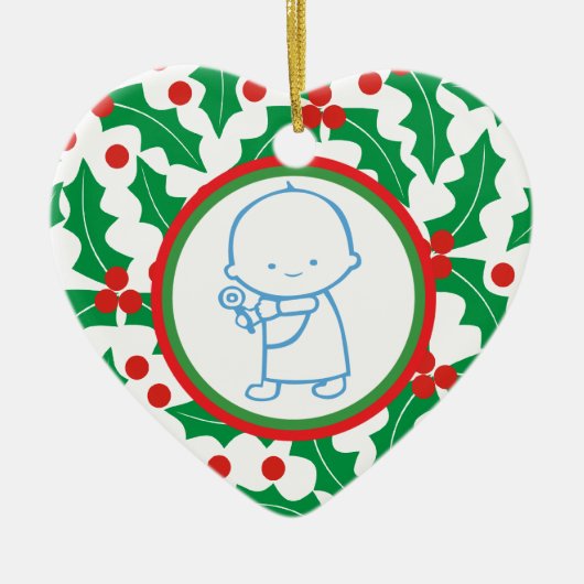 Heiliger Berry Baby's 1. Weihnachtsdekoration Keramik Ornament (Vorne)