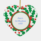 Heiliger Berry Baby's 1. Weihnachtsdekoration Keramik Ornament (Hinten)