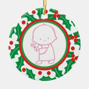 Heiliger Berry Baby's 1. Weihnachtsdekoration Keramik Ornament