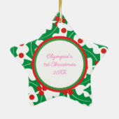 Heiliger Berry Baby's 1. Weihnachtsdekoration Keramik Ornament (Hinten)