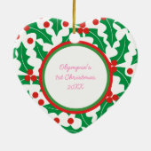 Heiliger Berry Baby's 1. Weihnachtsdekoration Keramikornament (Hinten)