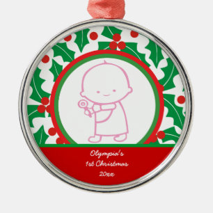 Heiliger Berry Baby's 1. Weihnachtsdekoration Silbernes Ornament