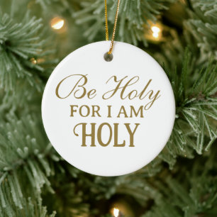 Heiliger Bibelvers Weiß und Gold Einfacher Christl Keramik Ornament