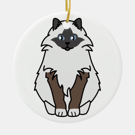 Heiliger Birman Katzen-Cartoon Keramikornament (Vorne)