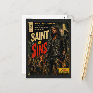 Heiliger der Sünden Faux Buchcover Jesus Postkarte