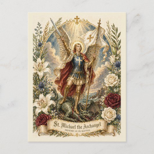 Heiliger Erzengel Michael, bitte für uns Postkarte (Vorderseite)