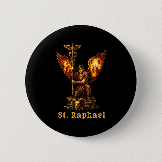 Heiliger Erzengel Raphael Christliche Kunst Glaube Button (Vorderseite)