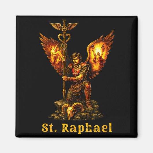 Heiliger Erzengel Raphael Christliche Kunst Glaube Magnet (Vorne)