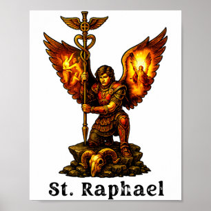Heiliger Erzengel Raphael Christliche Kunst Glaube Poster