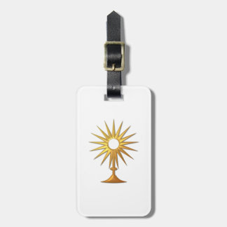 Heiliger Eucharist in der goldenen Monstrance Gepäckanhänger