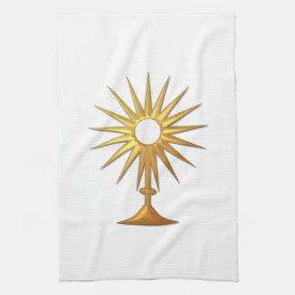 Heiliger Eucharist in der goldenen Monstrance Handtuch