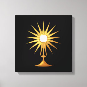 Heiliger Eucharist in der goldenen Monstrance Leinwanddruck