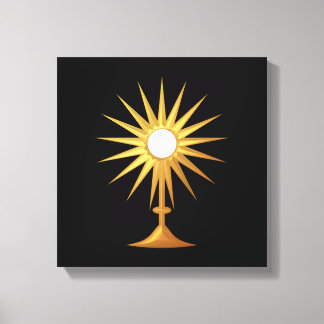Heiliger Eucharist in der goldenen Monstrance Leinwanddruck