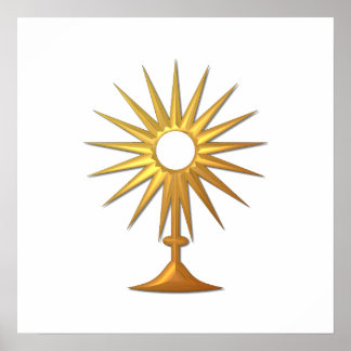 Heiliger Eucharist in der goldenen Monstrance Poster