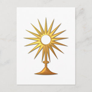Heiliger Eucharist in der goldenen Monstrance Postkarte