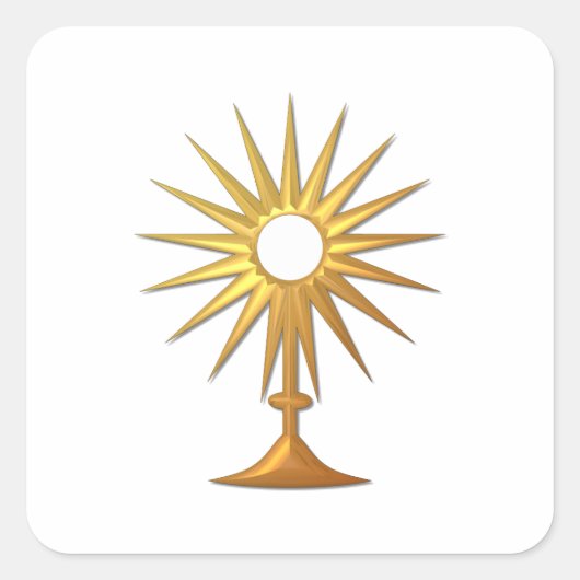 Heiliger Eucharist in der goldenen Monstrance Quadratischer Aufkleber (Vorderseite)