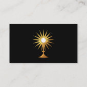 Heiliger Eucharist in der goldenen Monstrance Visitenkarte (Rückseite)