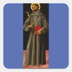 Heiliger Franz von Assisi von Antoniazzo Romano Quadratischer Aufkleber