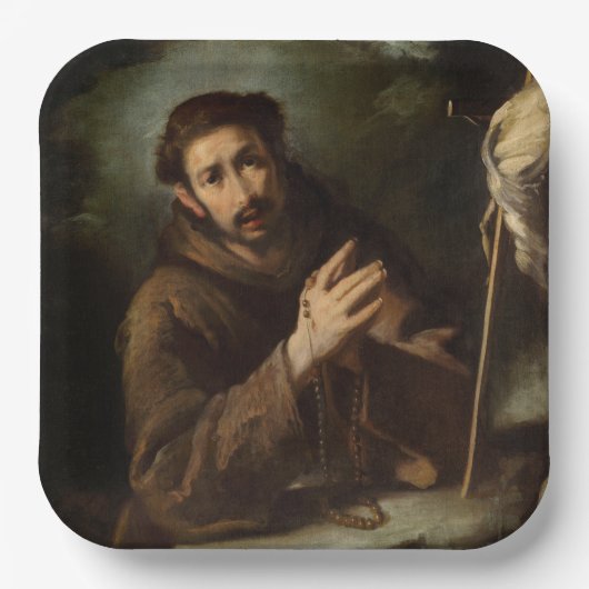 Heiliger Franziskus im Gebet (Christlicher Glaube) Pappteller (Vorderseite)
