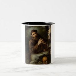 Heiliger Franziskus im Gebet (Christlicher Glaube) Zweifarbige Tasse