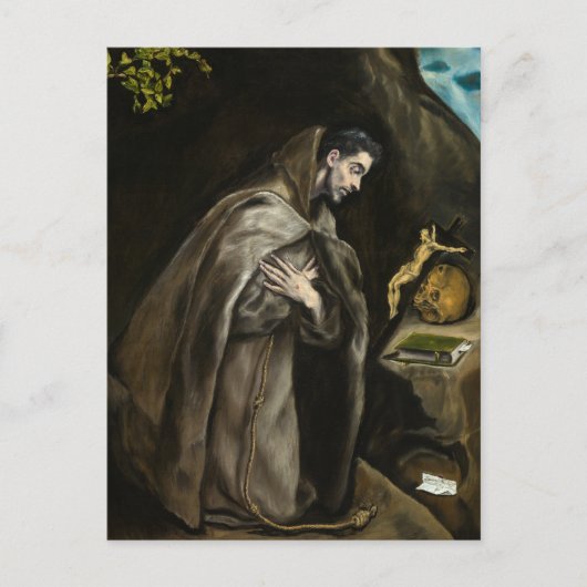 Heiliger Franziskus Kneeling in Meditation von El Postkarte (Vorderseite)
