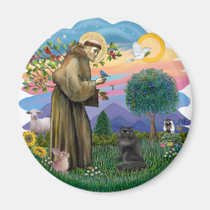 Heiliger Franziskus - schwarze Perserkatze Magnet