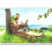 Heiliger Franziskus und die Predigt der Vögel Aufkleber (Vorderseite)