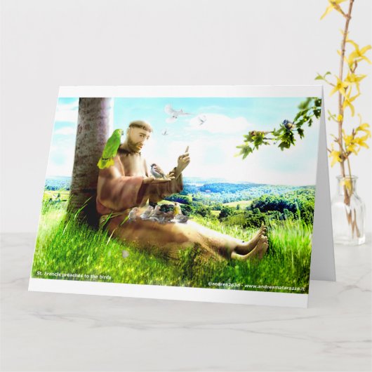 Heiliger Franziskus und die Predigt der Vögel Karte (Gelbe Blume)