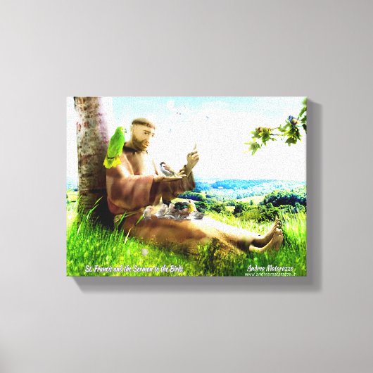 Heiliger Franziskus und die Predigt der Vögel Leinwanddruck (Vorderseite)