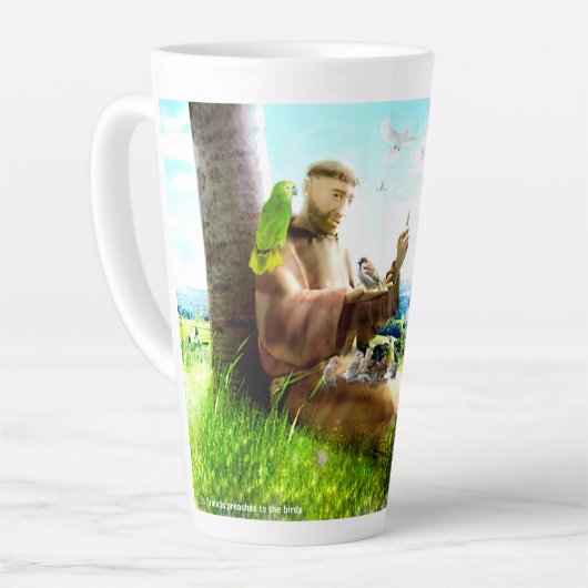 Heiliger Franziskus und die Predigt der Vögel Milchtasse (Linke Ecke)