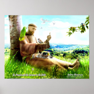 Heiliger Franziskus und die Predigt der Vögel Poster