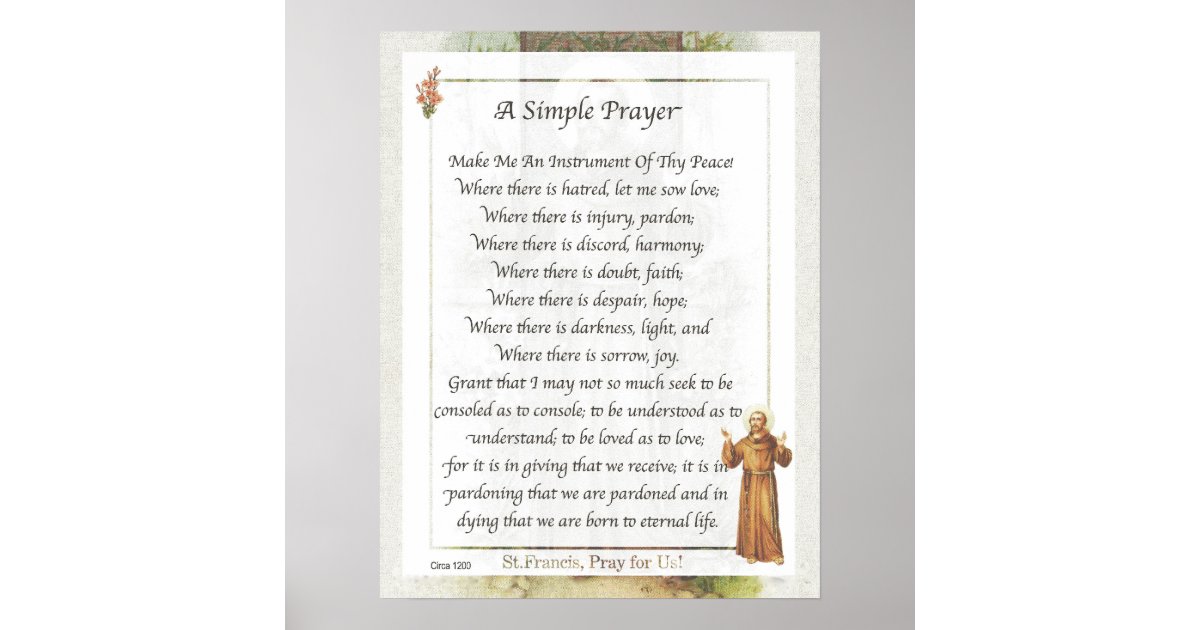 Heiliger Franziskus von Assisi EIN EINFACHES GEBET Poster Zazzle.de Heiliger Franziskus von Assisi EIN EINFACHES GEBET Poster Zazzle.de