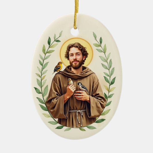 Heiliger Franziskus von Assisi Katholische Hingabe Keramik Ornament (Vorne)