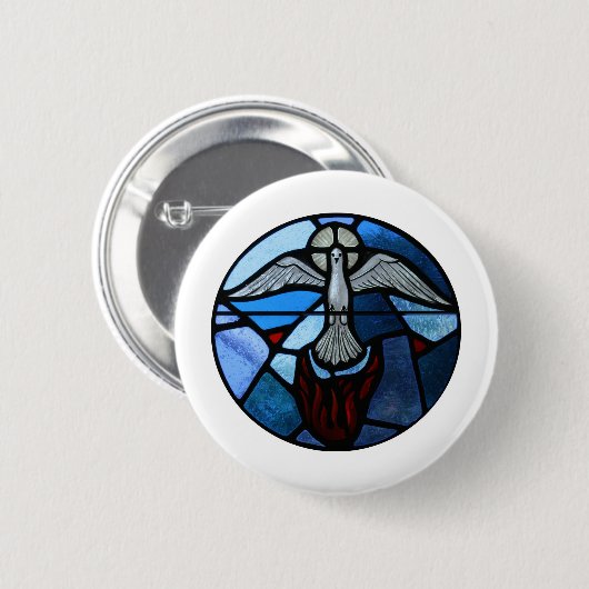 Heiliger Geist Buntglas-Kunst Button (Vorne & Hinten)