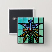 Heiliger Geist Buntglas-Kunst Button (Vorne & Hinten)