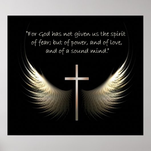 Heiliger Geist Flügel mit Kreuz und Schrift Verse Poster (Vorne)