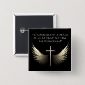Heiliger Geist Flügel mit Kreuz-und Schrifts-Vers Button (Vorne & Hinten)