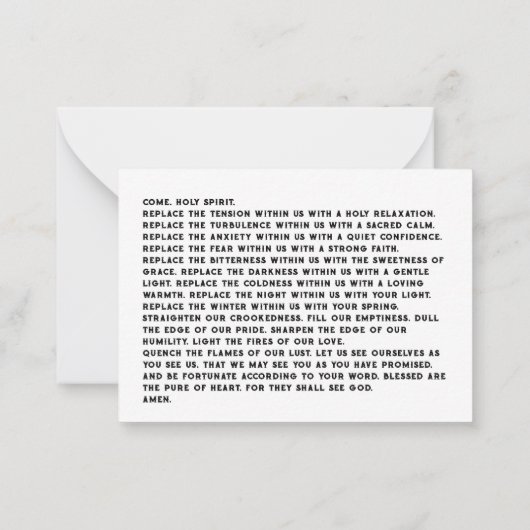 Heiliger Geist Gebet Mitteilungskarte (Rückseite)
