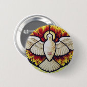 Heiliger Geist getauchte Buntglas Button (Vorne & Hinten)