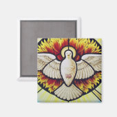 Heiliger Geist getauchte Buntglas Magnet (Vorderseite/Rückseite)