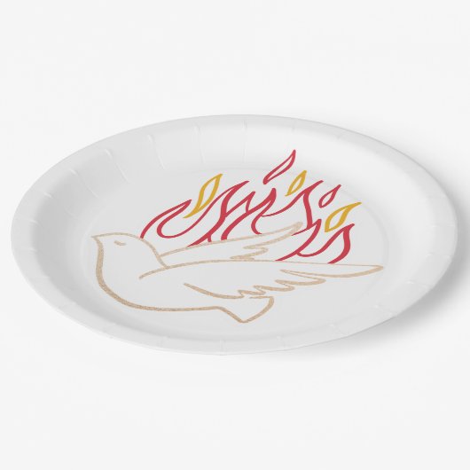 Heiliger Geist - Illustration über Tauben und Flam Pappteller (Schrägansicht)
