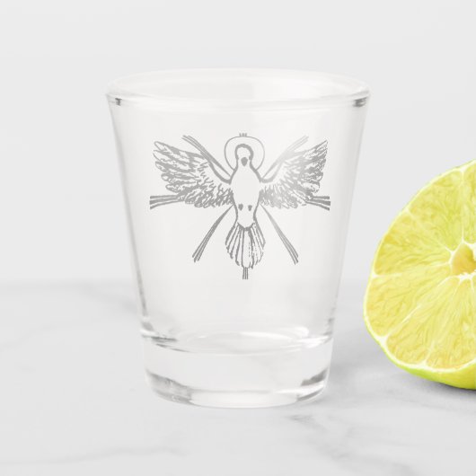 Heiliger Geist in Form von Taube Schnapsglas (Rückseite)