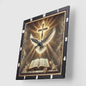 Heiliger Geist-Kreuz-Taubenbibel Quadratische Wanduhr (Winkel)
