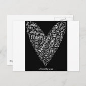 Heiliger Geist (Youth Gp) Schwarzes Herz/weißer Te Postkarte (Vorne/Hinten)