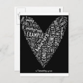 Heiliger Geist (Youth Gp) Schwarzes Herz/weißer Te Postkarte (Vorne/Hinten)